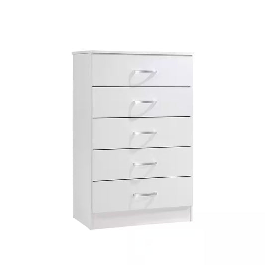 Functional 5-Drawer White Chest of Drawers